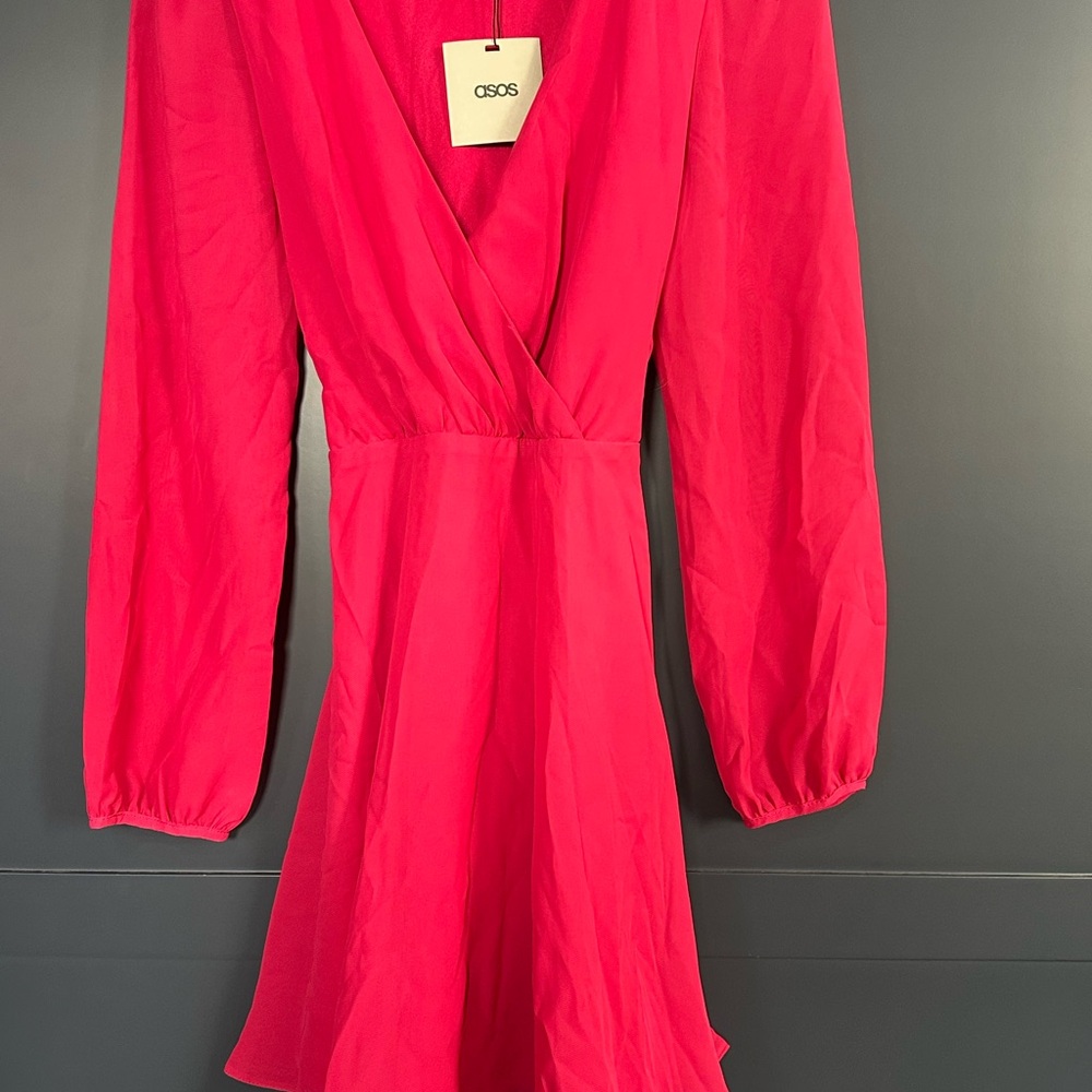 ASOS Vibrant Pink Long Sleeve Dress